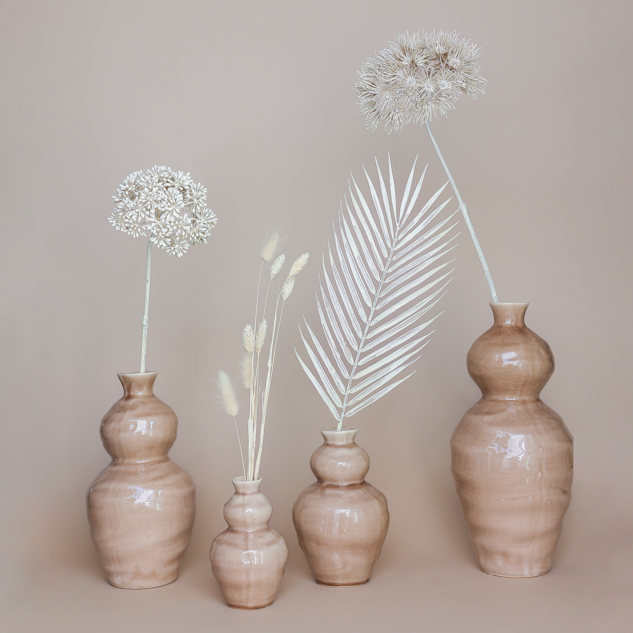 Set Eukalyptus hellbraun Felipa & Keramik Vase 14x28cm Blüte Fritz – Design